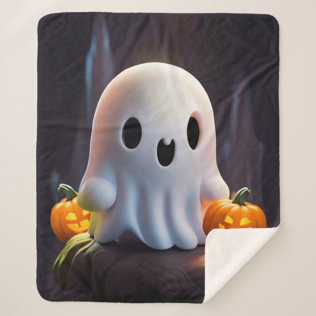 Baby Ghost Creepy Niedlich Halloween Charakter Sherpadecke (Vorderseite)