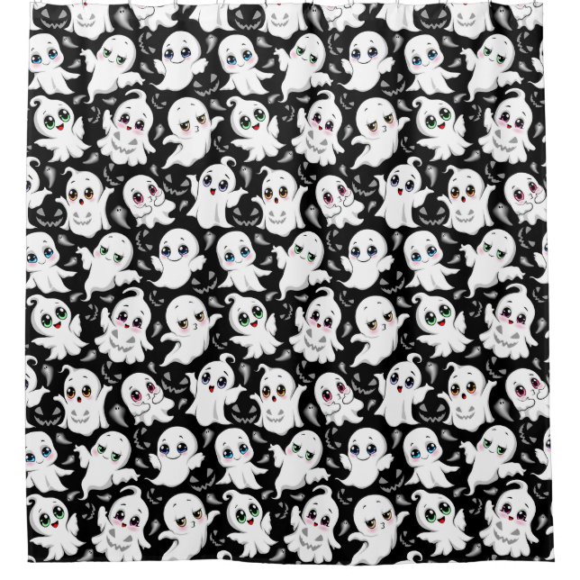 Baby Ghosts Spookoky Niedliche Halloween-Stimmung Duschvorhang (Vorderseite)