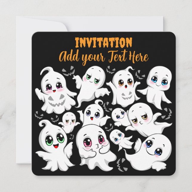 Baby Ghosts Spookoky Niedliche Halloween-Stimmung Einladung (Vorderseite)