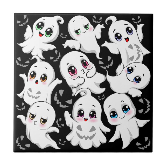 Baby Ghosts Spookoky Niedliche Halloween-Stimmung Fliese (Vorderseite)