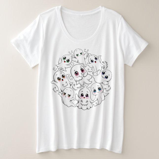 Baby Ghosts Spookoky Niedliche Halloween-Stimmung Große Größe T-Shirt (Design vorne)