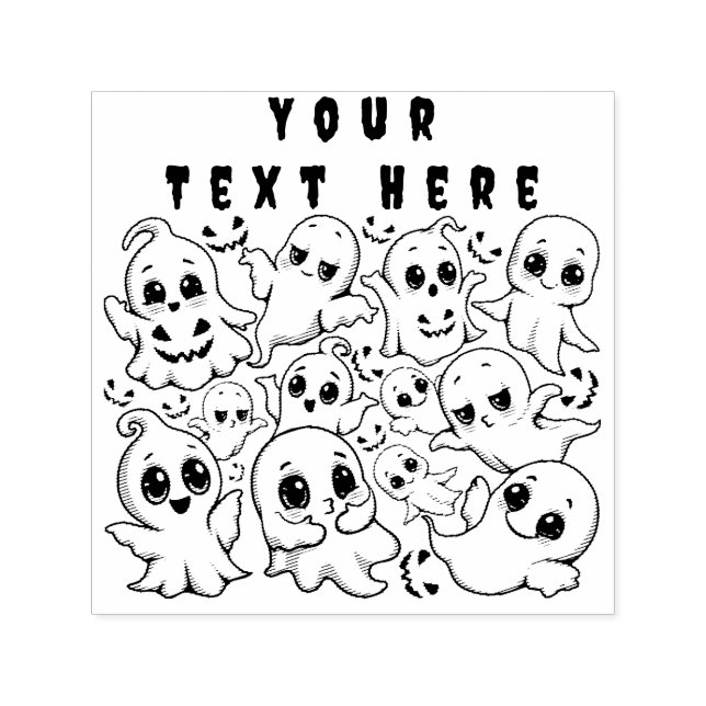 Baby Ghosts Spookoky Niedliche Halloween-Stimmung Permastempel (Design)