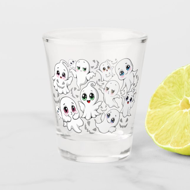 Baby Ghosts Spookoky Niedliche Halloween-Stimmung Schnapsglas (Vorderseite)