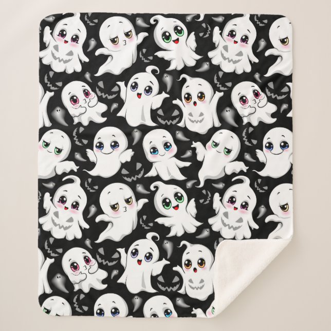 Baby Ghosts Spookoky Niedliche Halloween-Stimmung Sherpadecke (Vorderseite)