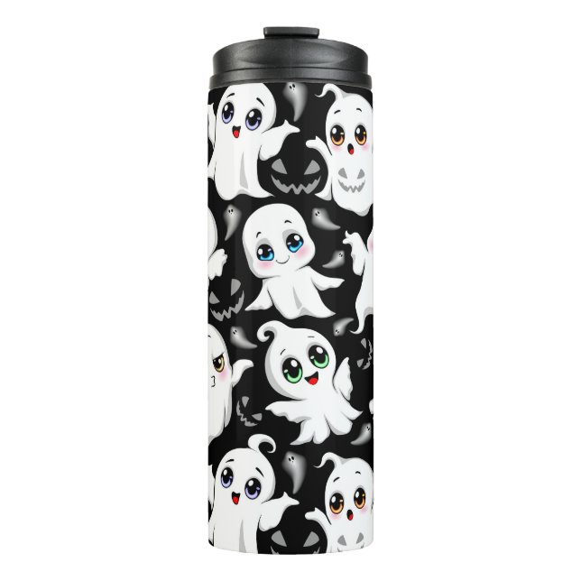 Baby Ghosts Spookoky Niedliche Halloween-Stimmung Thermosbecher (Vorderseite)