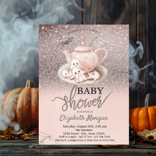 Baby Ghosts Teapot Rose Glitzer Bokeh Baby Dusche Einladung