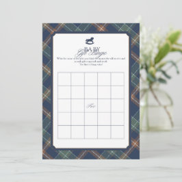 Baby Gift Bingo Game Navy Plaid Preppy Baby Shower Hinweiskarte