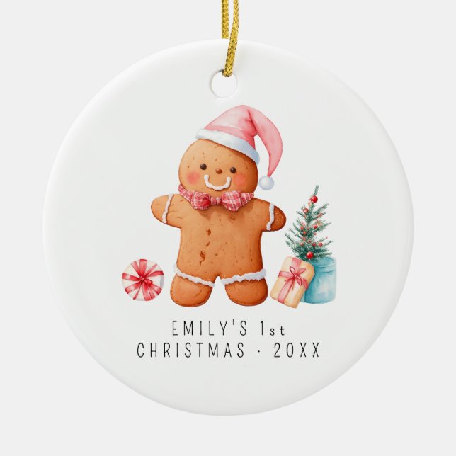 Baby Gingerbread | Erste Weihnachten des Kindes Keramik Ornament (Vorne)