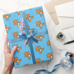 Baby Gingerbread süße XmaS auf Light Blue Geschenkpapier