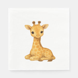 Baby Giraffe Aquarell Print - Kinderzimmer Wall Ar Serviette