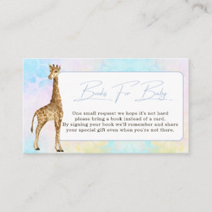 Baby-Giraffe-Baby-Shower-Buch-Anfrage Blau  Begleitkarte