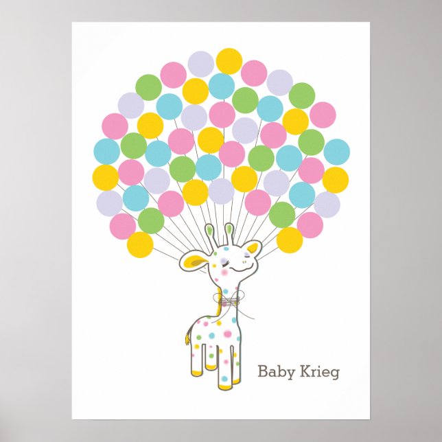 Baby Giraffe | Babydusche Gästebuch Print (Vorne)