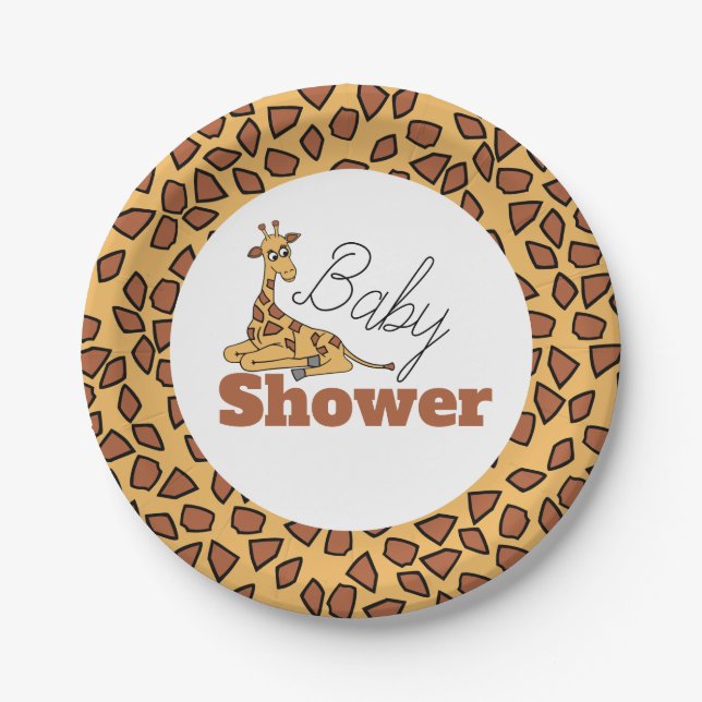 Baby Giraffe, Babydusche Pappteller (Vorderseite)