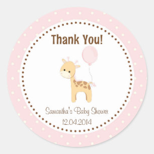 Baby Giraffe Babydusche Sticker Pink