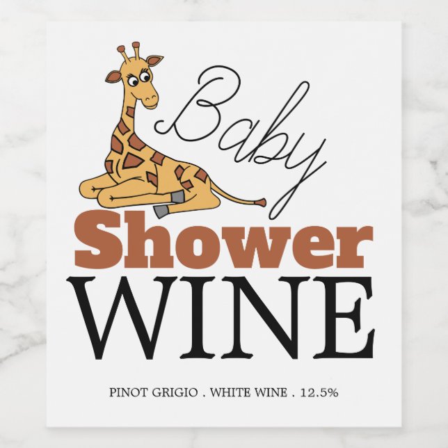 Baby Giraffe, Babydusche Weinetikett (Einzelnes Label)