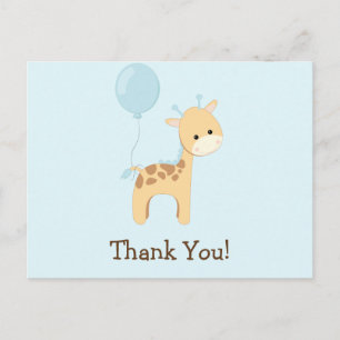 Baby Giraffe, Blau, Jungle Animal Danke Postkarte