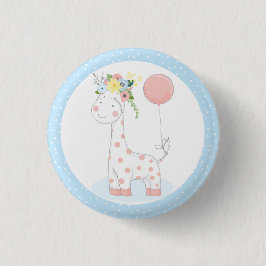 Baby Giraffe Blumenpastel Pink Farm Zoo Button