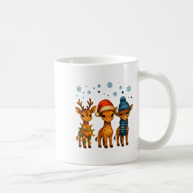 Baby Giraffe Christmas Lights Santa Hat Reindeer W Kaffeetasse (Rechts)