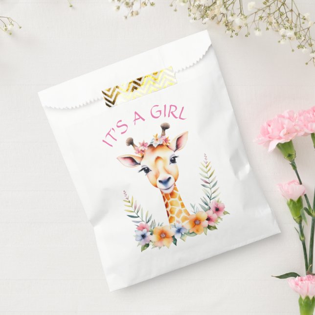 Baby Giraffe Floral, es ist ein Mädchen | Babydusc Geschenktütchen (Versiegelt)