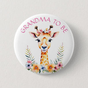 Baby Giraffe Floral, Oma zu sein Babydusche Button