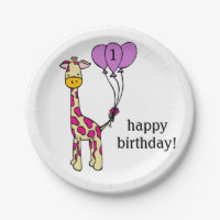 Baby Giraffe - Geburtstags-Teller - Anpassung