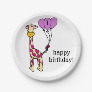 Baby Giraffe - Geburtstags-Teller - Anpassung Pappteller