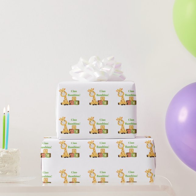 Baby Giraffe Girl Blocks Italian Kinderzimmer Neub Geschenkpapier (Partygeschenke)
