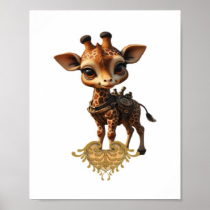 Baby-Giraffe im Steampunk-Cartoon-Stil Classic T- Poster