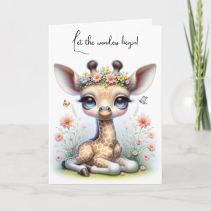 Baby Giraffe in Blume Glückwunsch Karte