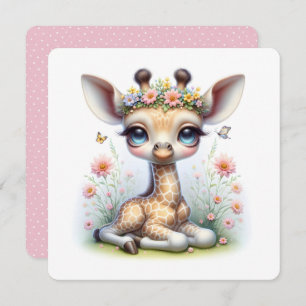Baby Giraffe in Blume Kinderdusche Einladung