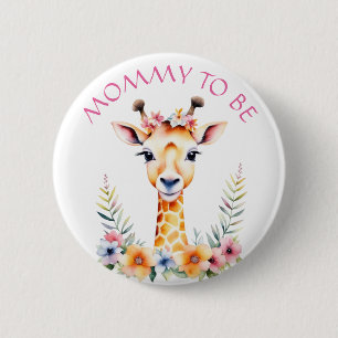 Baby Giraffe in Blume, Mommy to be   Babydusche Button