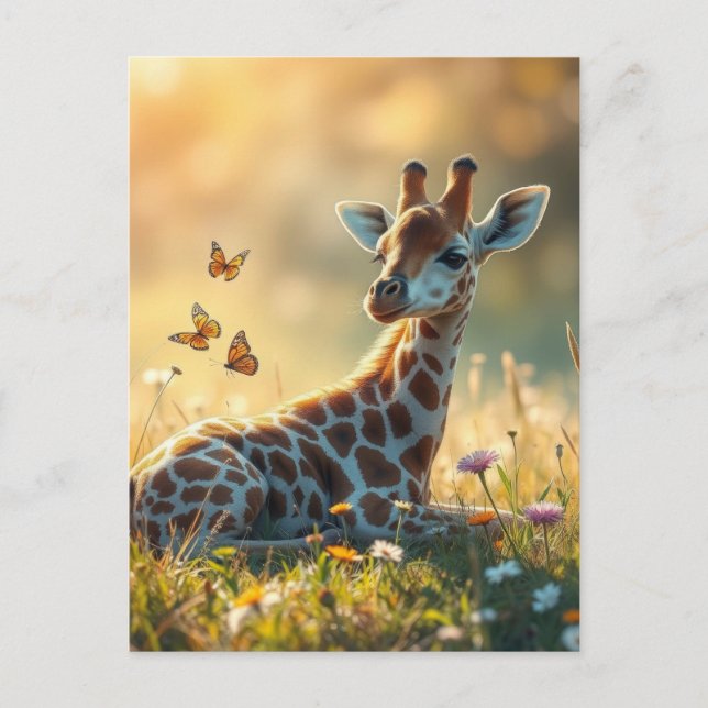 Baby Giraffe in der Sonne Postkarte (Vorderseite)