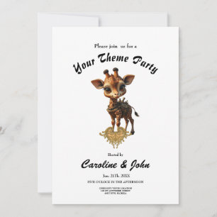 Baby-Giraffe in Steampunk-Cartoon Einladung