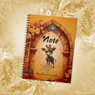 Baby-Giraffe in Steampunk-Cartoon Notizblock