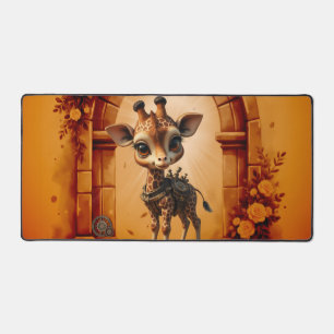 Baby-Giraffe in Steampunk-Cartoon Schreibtischunterlage