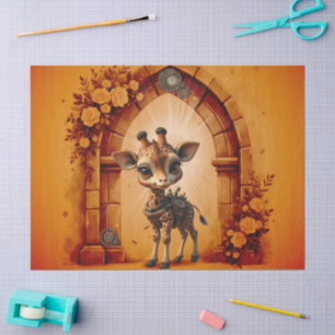 Baby-Giraffe in Steampunk-Cartoon Seidenpapier