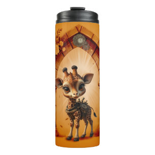 Baby-Giraffe in Steampunk-Cartoon Thermosbecher