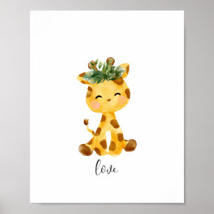 Baby Giraffe Liebe Kinderzimmer Poster