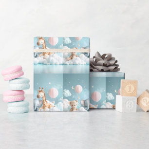 Baby Giraffe mit all seinen Freunden Geschenkpapier