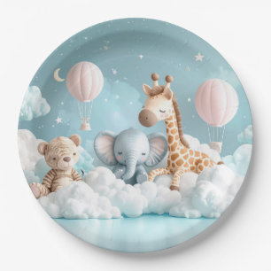 Baby Giraffe mit all seinen Freunden Pappteller