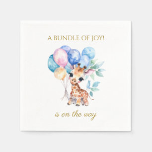 Baby-Giraffe mit Ballons Baby Shower Serviette