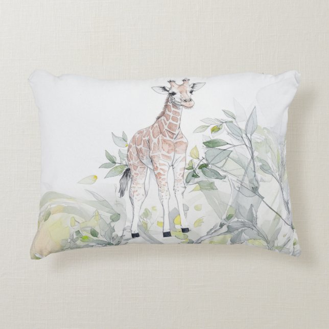 Baby-Giraffe mit Blattwerk Dekokissen (Vorderseite)