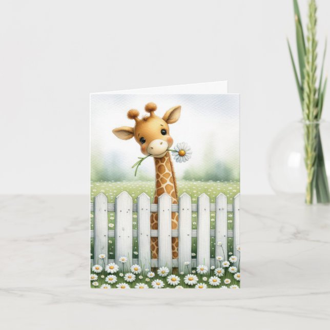 Baby Giraffe mit Daisy Notecard Karte (Vorderseite)