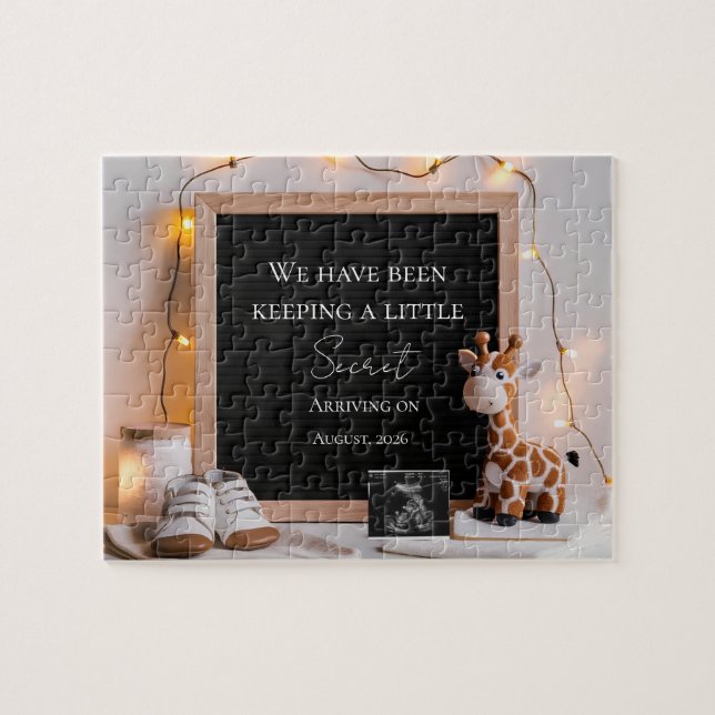  Baby Giraffe Neutral  pregnancy announcement  Puzzle (Horizontal)