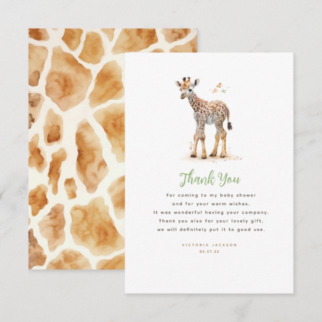 Baby Giraffe Niedlich Modern Little Danke (Vorne/Hinten)