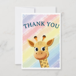 Baby Giraffe Pastel Rainbow Watercolor Kinderdusch Dankeskarte