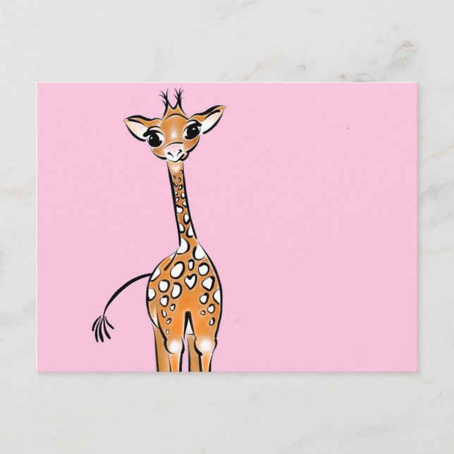 Baby Giraffe - pink Postkarte (Vorderseite)
