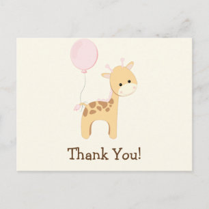 Baby Giraffe, Rosa, Jungle Animal Danke Postkarte