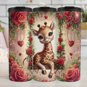 Baby-Giraffe-Rosen-Schaukel Thermosbecher