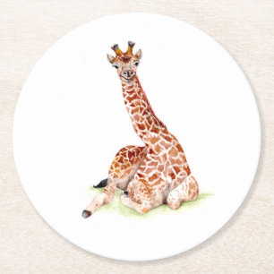 Baby Giraffe Runder Pappuntersetzer